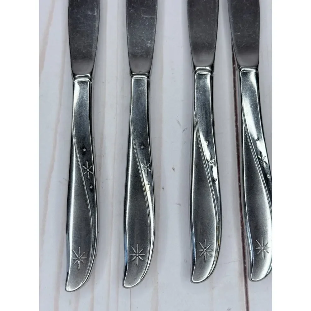 Oneida Community Stainles Twin Star Mid Century Modern 6 Knives